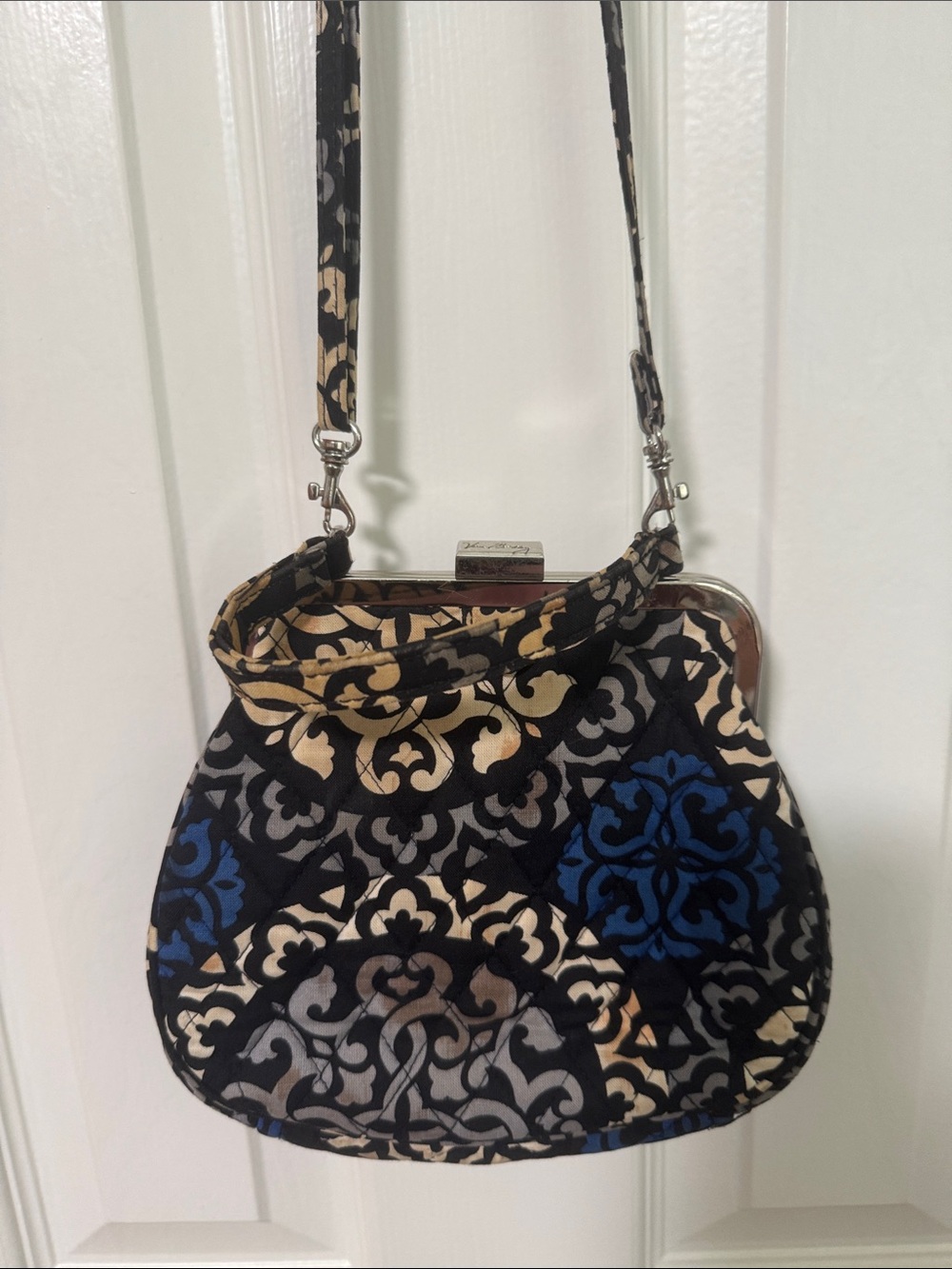 Vera Bradley Black, Blue & Cream Quilted Crossbody Bag
